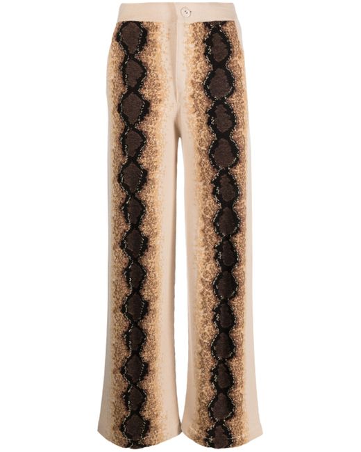 Barrie python-print flared trousers