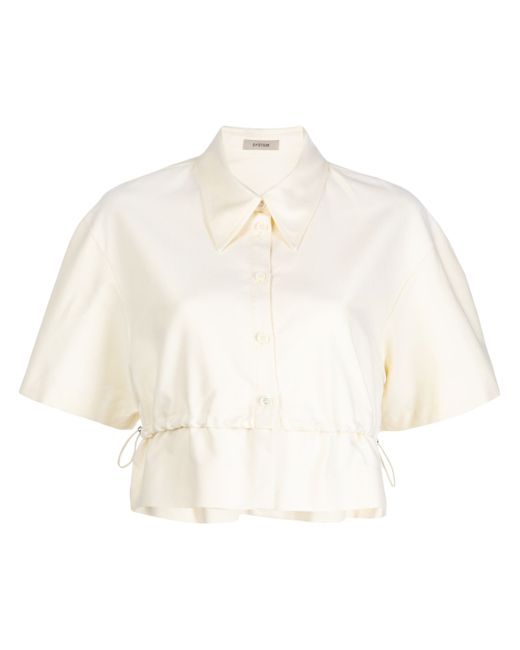 System drawstring short-sleeve cotton shirt