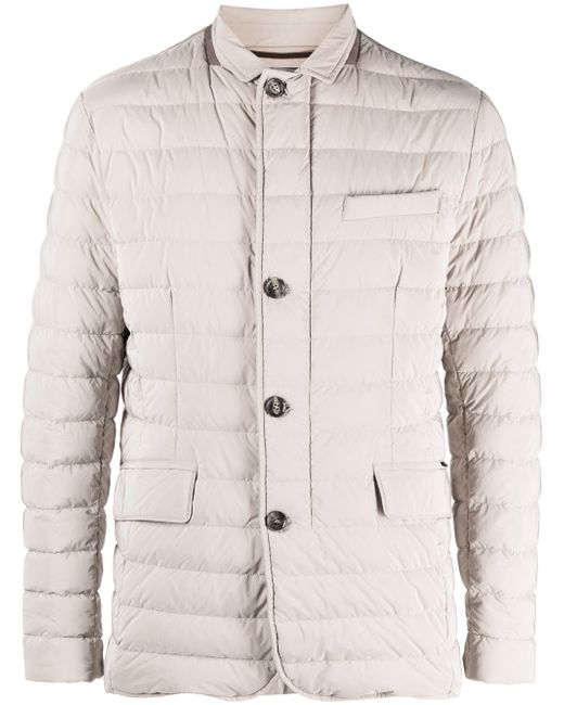 Moorer quilted-finish buttoned-up coat