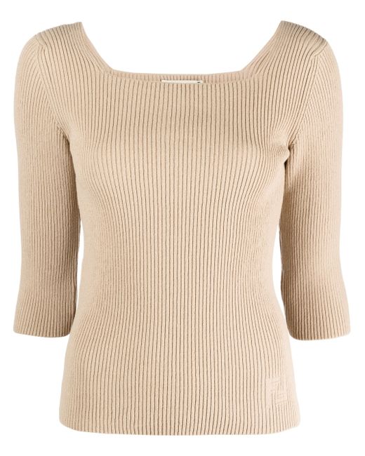 Fendi ribbed-knit cotton-blend top