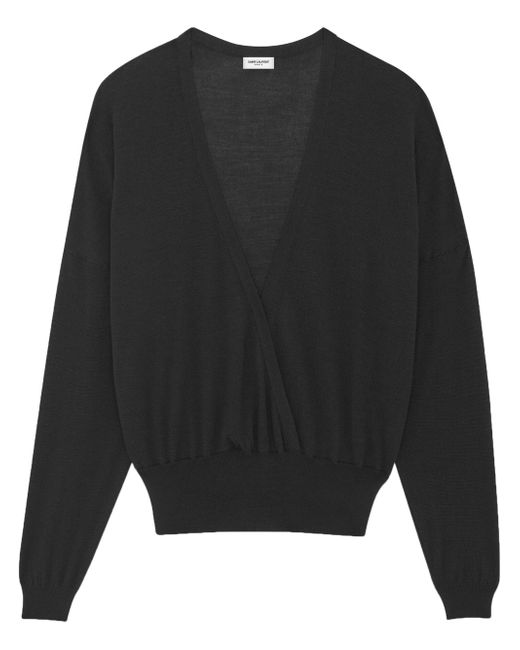 Saint Laurent wrap-style V-neck jumper