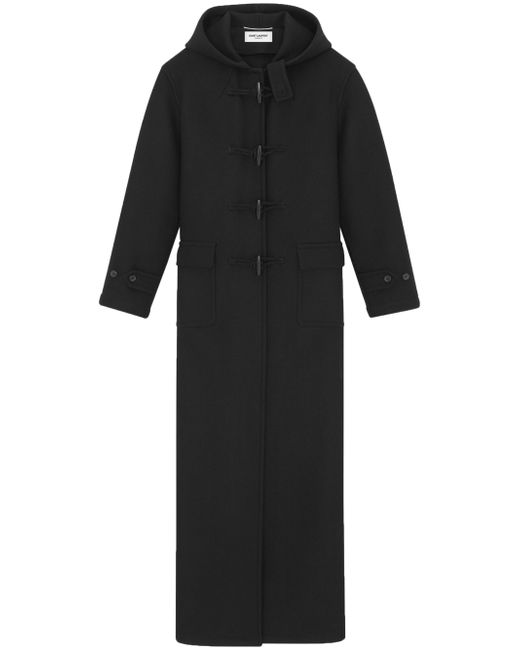 Saint Laurent hooded toggle-fastening coat
