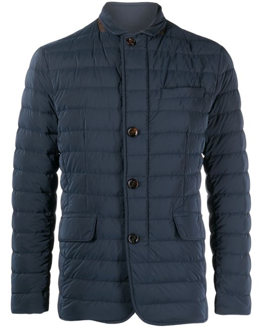 Moorer quilted-finish buttoned-up coat