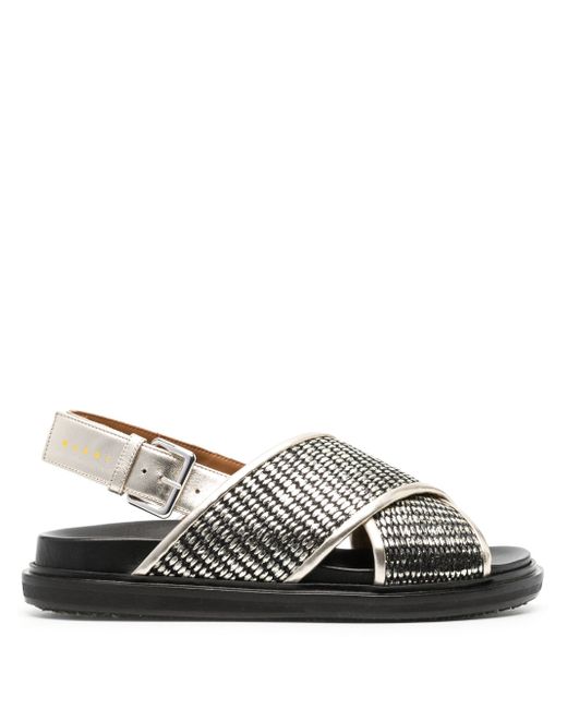 Marni Fussbett metallic raffia sandals