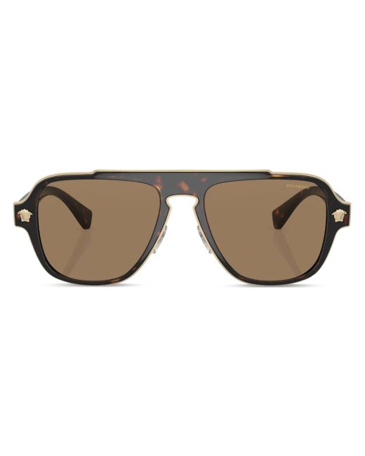 Versace tortoiseshell-effect pilot-frame sunglasses