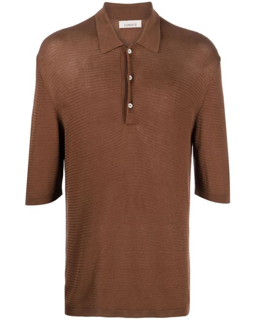 Laneus half-sleeve knitted polo shirt
