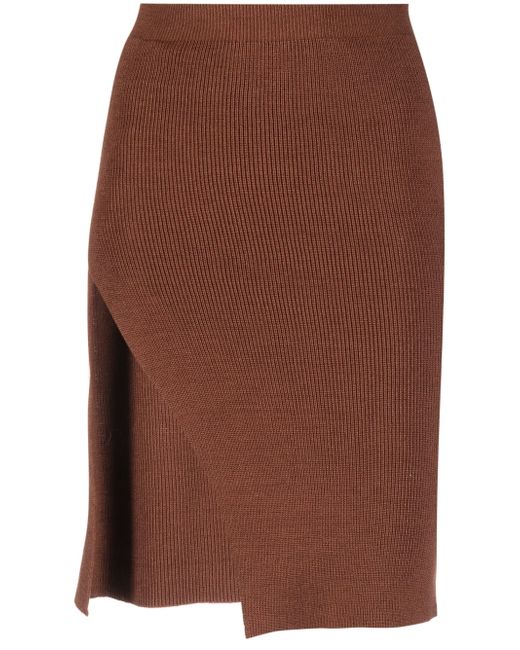 Laneus high-slit knitted skirt