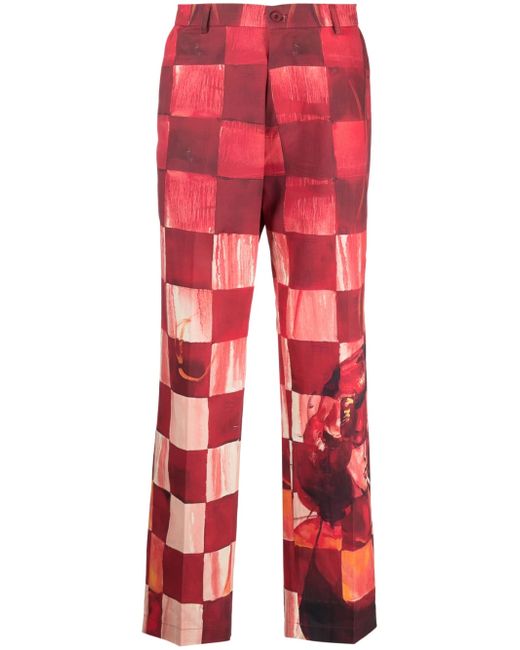KidSuper chess patchwork cotton corduroy trousers