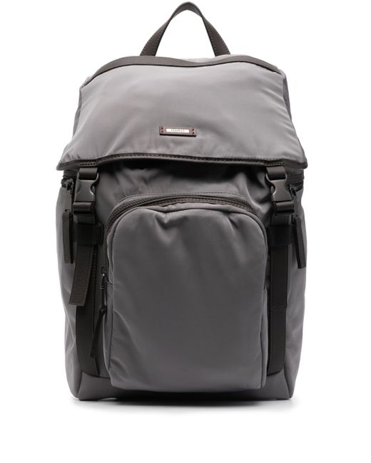 Peserico leather-trim double-buckle backpack