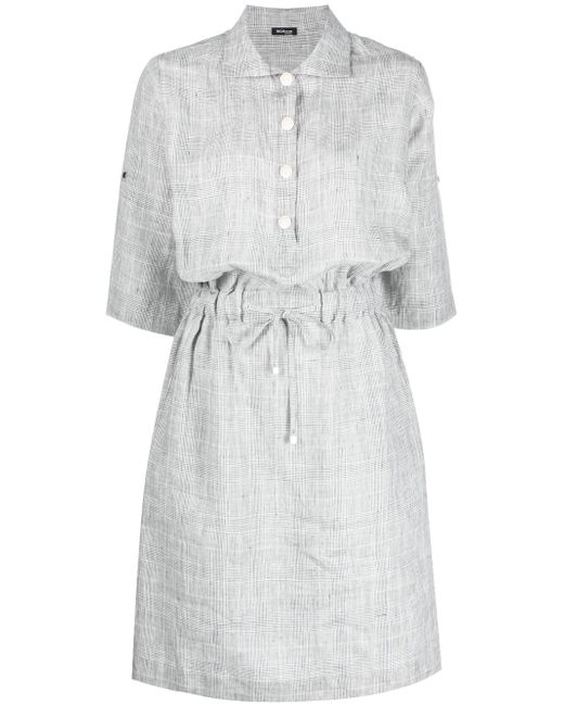 Kiton plaid-pattern drawstring linen dress