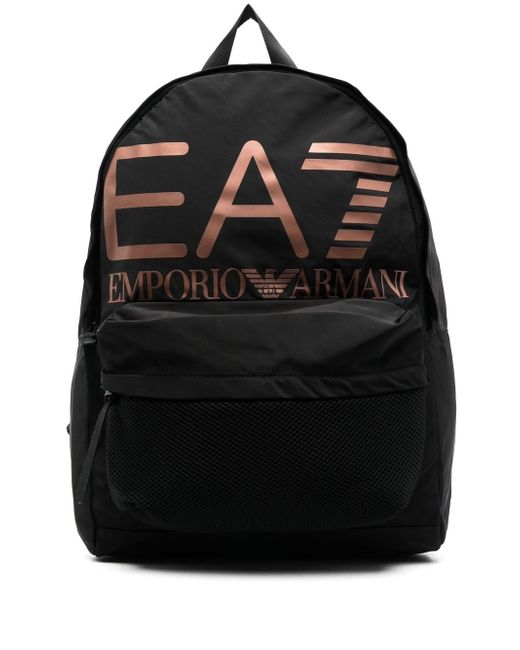 Ea7 logo print backpack
