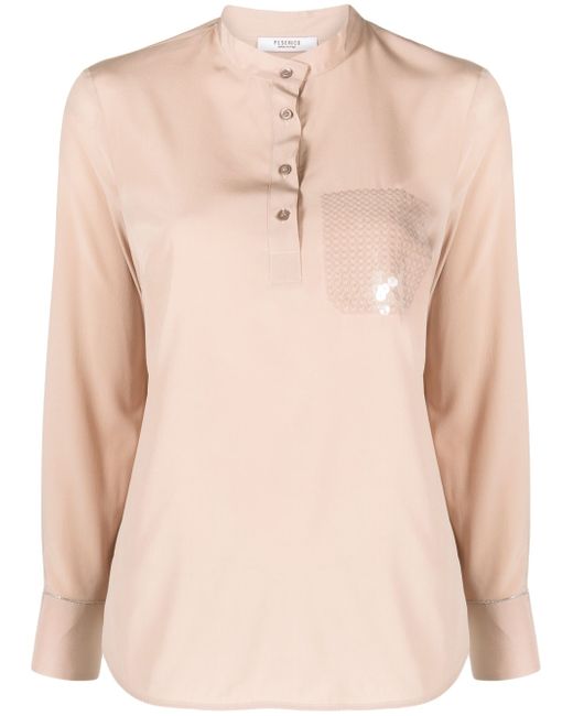 Peserico sequin-embellished pocket buttoned shirt
