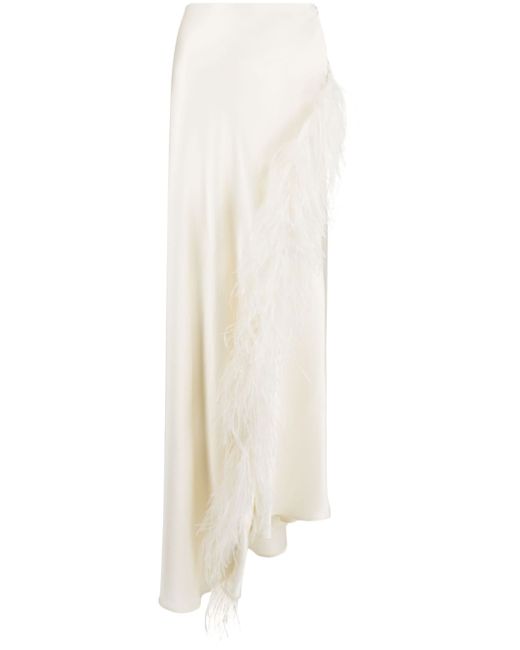 Lapointe feather-detailing asymmetric-design skirt