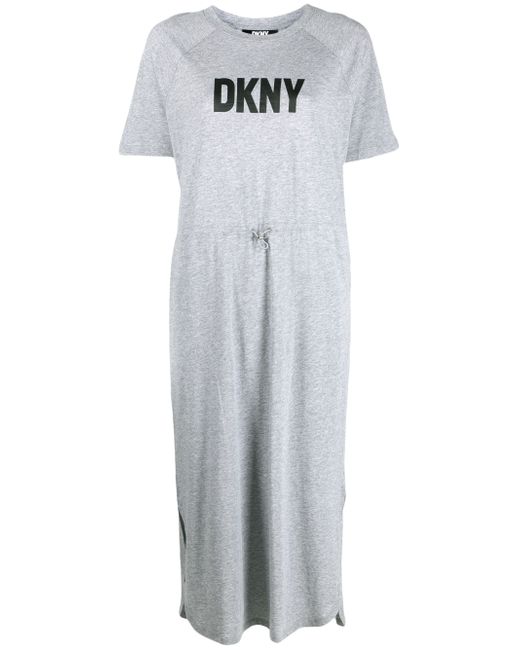 Dkny logo-print drawstring T-shirt dress