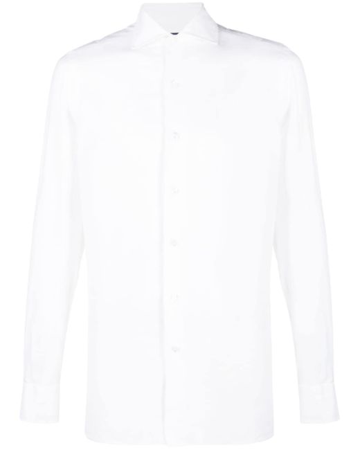 Finamore 1925 Napoli long-sleeve spread-collar shirt