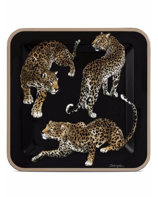 Dolce & Gabbana medium leopard-print wood tray
