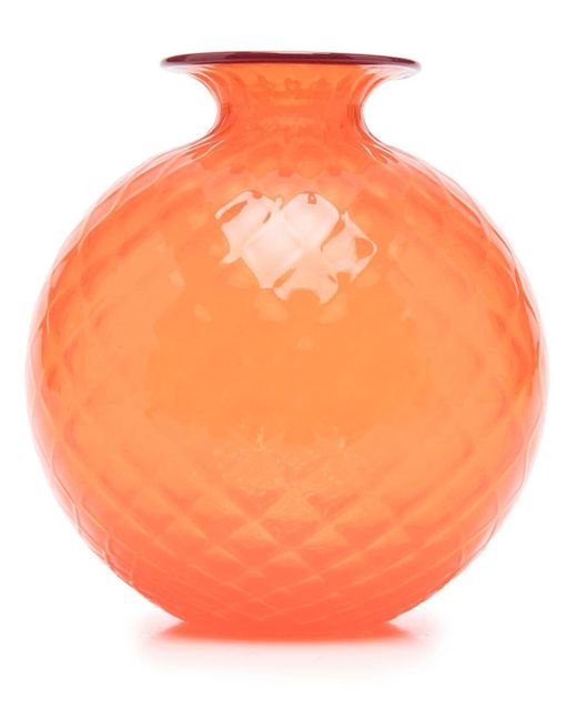 Venini diamond-embossed rounded glass vase