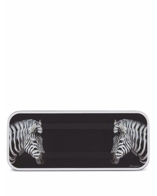 Dolce & Gabbana small zebra-print wood tray