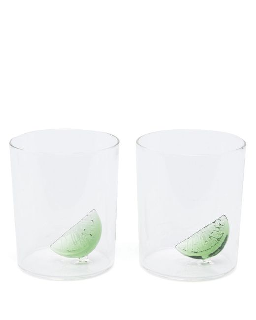 Maison Balzac lime-cut embellished glass set of two