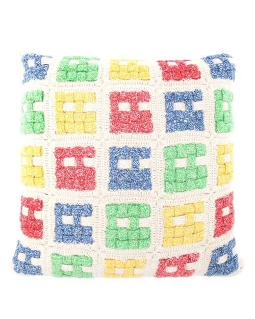 The Elder Statesman basket-crochet cashmere cushion