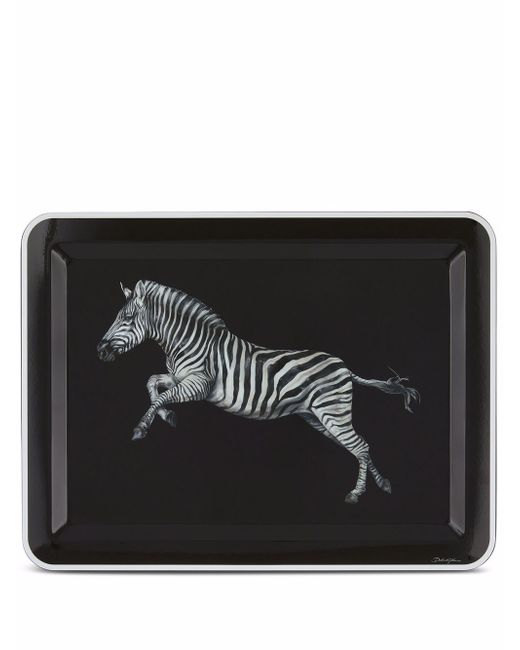 Dolce & Gabbana large zebra-print wood tray