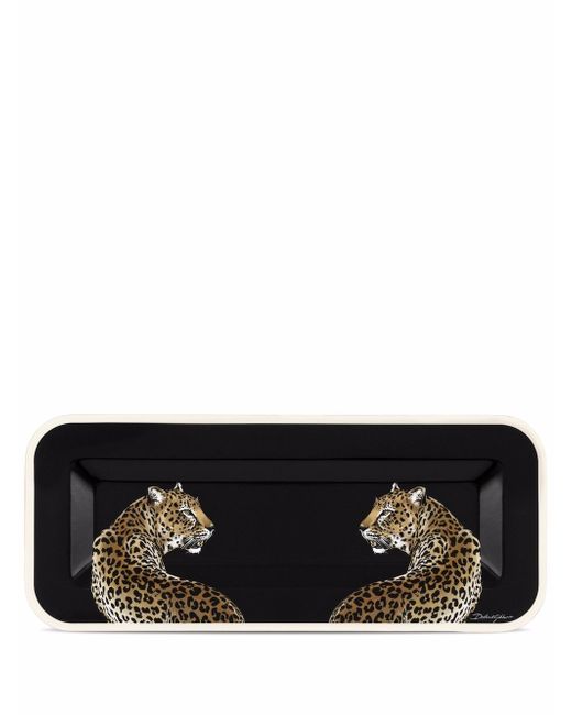 Dolce & Gabbana small leopard-print wood tray