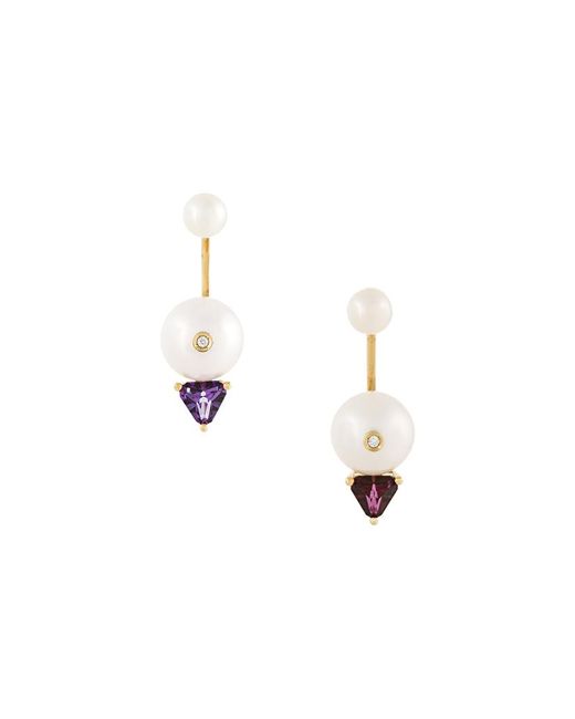 Delfina Delettrez Trillion diamond pearl and topaz earrings