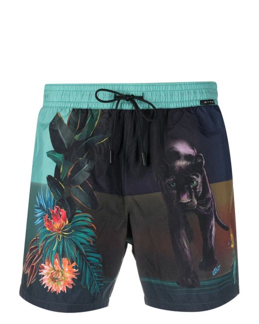 Etro graphic-print drawstring swim shorts