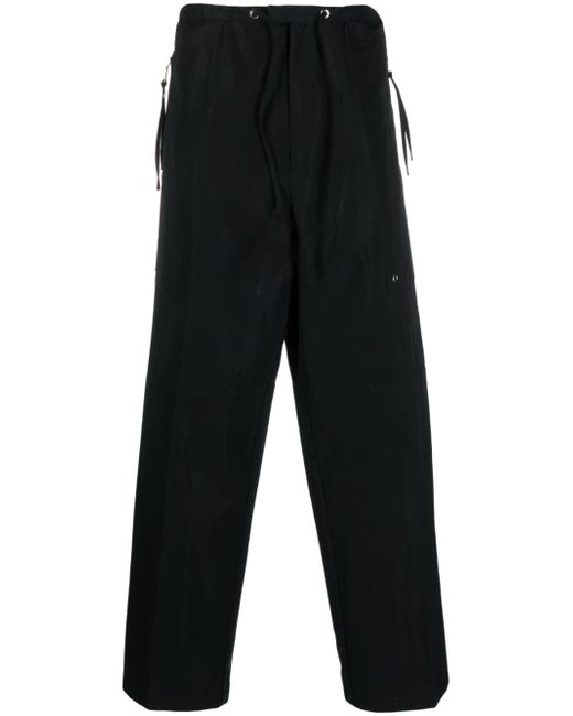 Fendi logo-patch tie-fastening wide-leg trousers