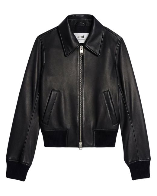 AMI Alexandre Mattiussi zip-up leather jacket