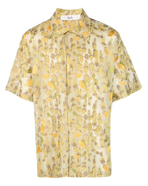 Séfr leaf-print short-sleeved shirt