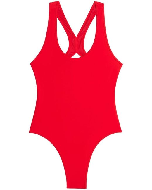 AMI Alexandre Mattiussi embossed-logo criss-cross swimsuit