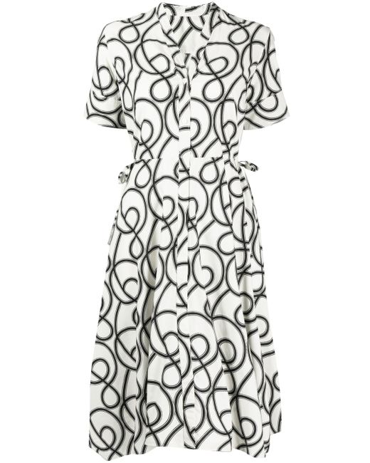 Jnby abstract-print pleated midi dress