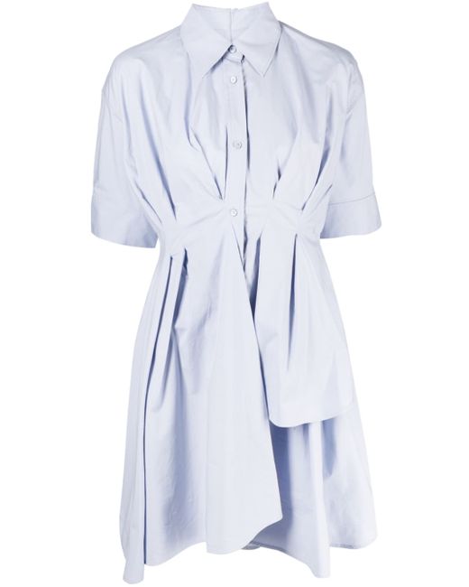 Jnby asymmetric gathered cotton shirt dress