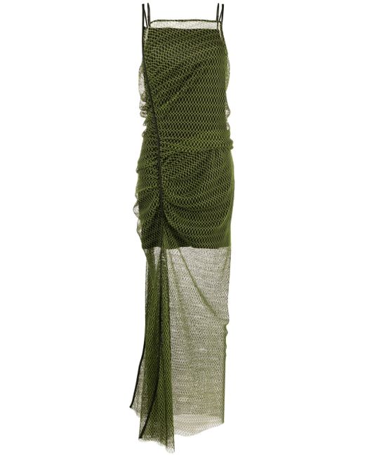 Eckhaus Latta ruched net-overlay dress