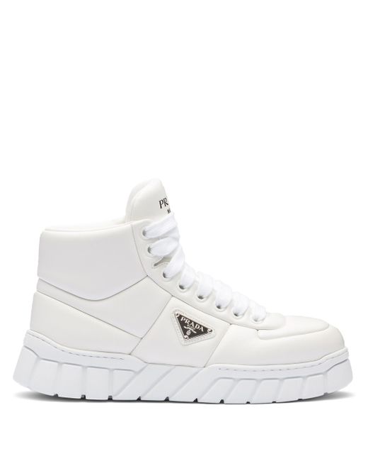Prada padded leather high-top trainers