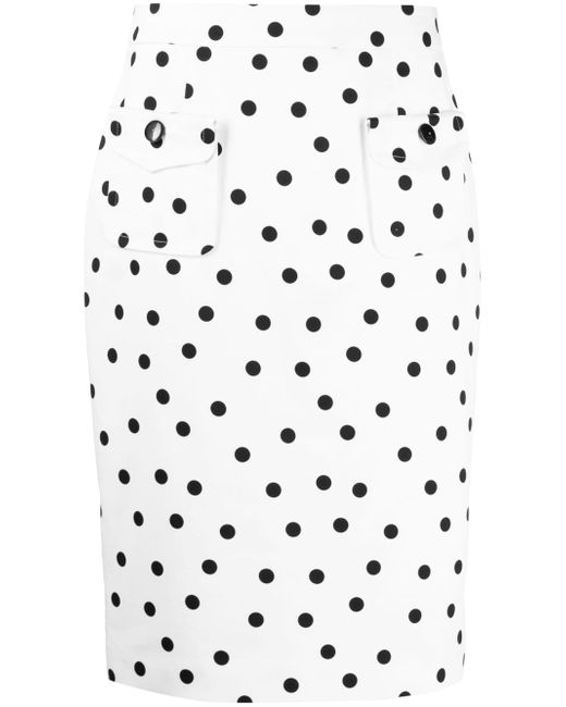 Paule Ka polka dot-print pencil skirt