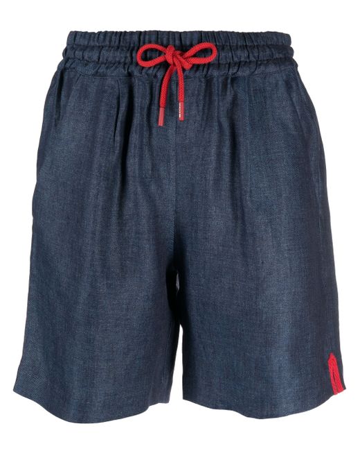 Kiton contrasting drawstring-fastening linen shorts