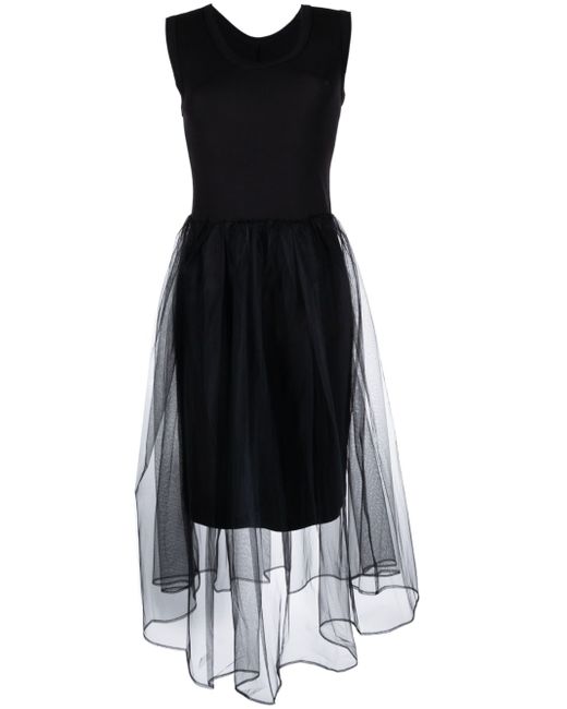 Jnby sleeveless tulle-panel dress