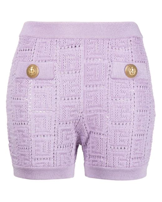 Balmain monogram mesh knitted shorts