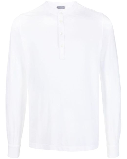 Zanone collarless long-sleeve polo shirt