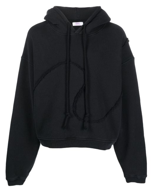 Erl frayed-detailing cotton hoodie