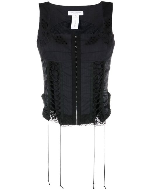 Marine Serre Regenerated Household-Linen lace-up bustier