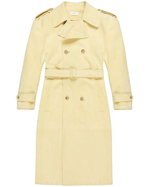 Bally double-breasted suede trench coat