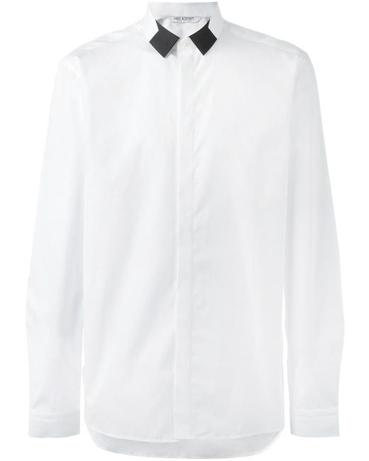 Neil Barrett geometric detail collar shirt 41 Cotton