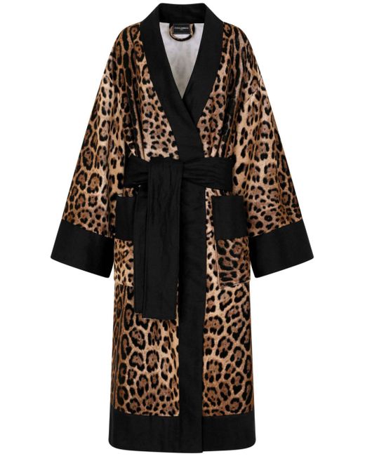 Dolce & Gabbana leopard-print terry cotton bathrobe