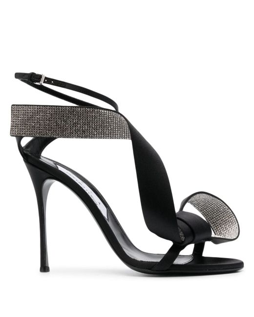 Sergio Rossi bow-detail 115mm crystal-embellished satin sandals
