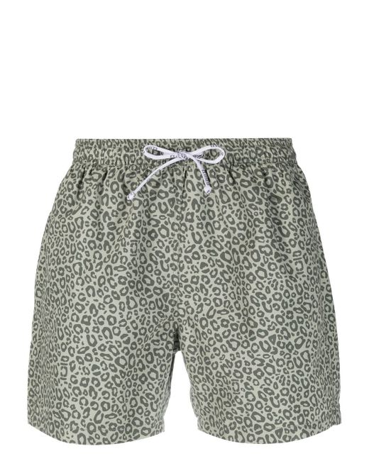 Closed leopard-print swim shorts