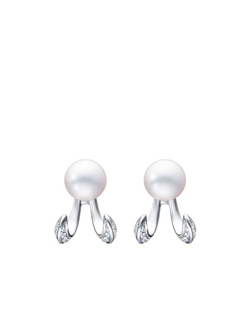Tasaki 18kt white gold Danger Fang pearl earrings