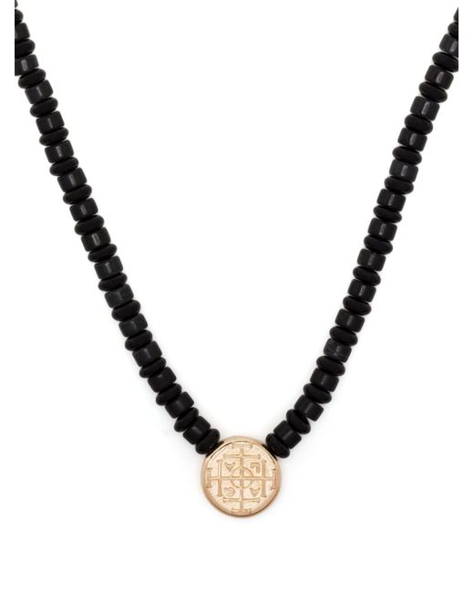 Luis Morais 14kt yellow gold Money Seal onyx beaded necklace